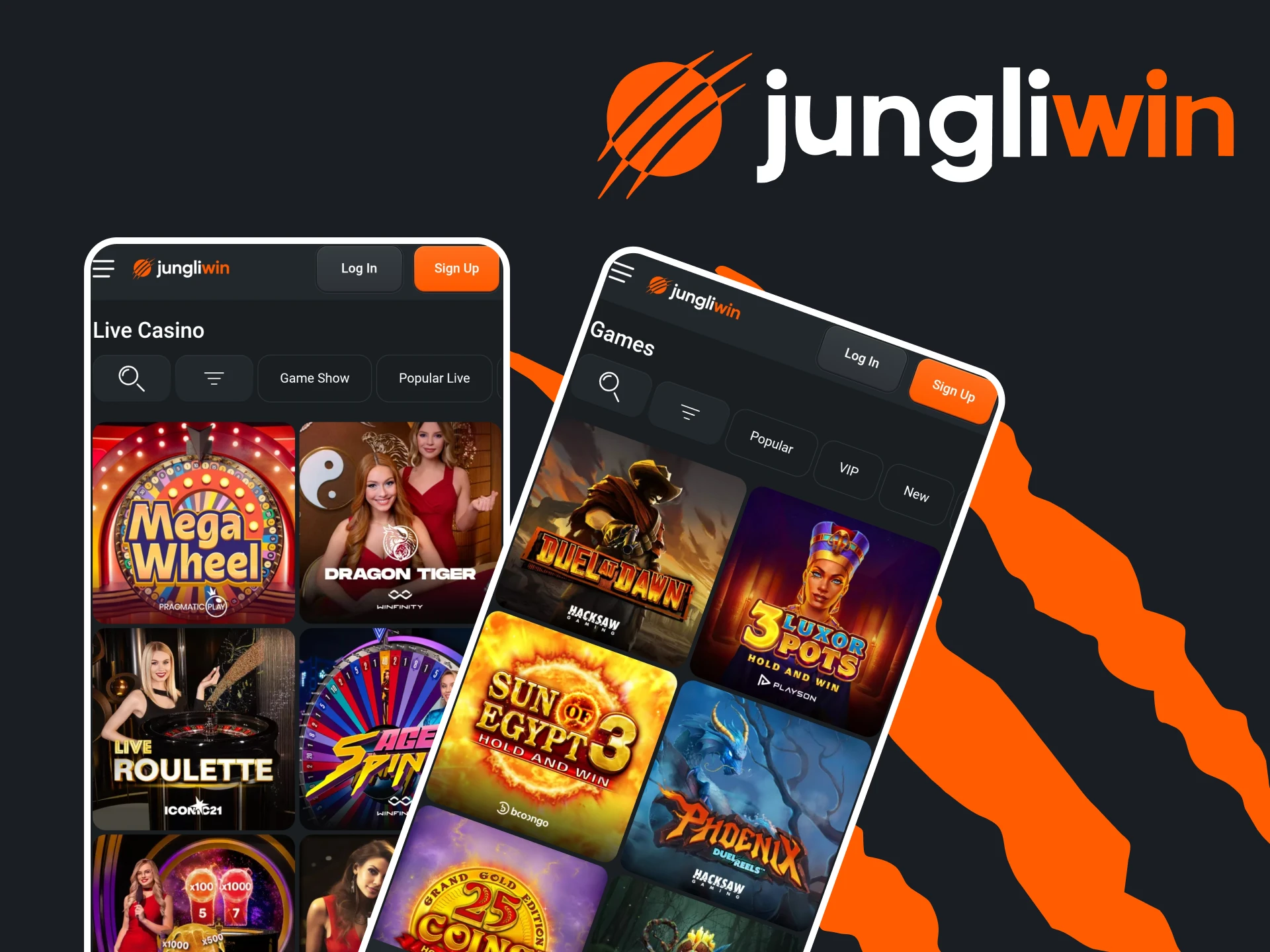Speel casino in de Jungliwin-app.