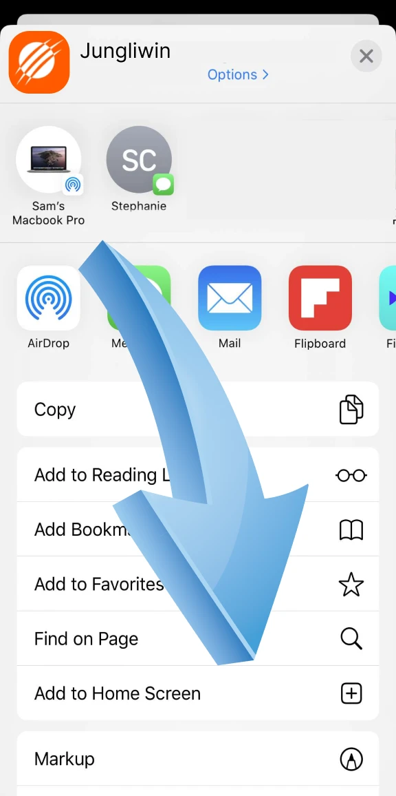 Klik op de knop Toevoegen op het startscherm om de Jungliwin iOS-app toe te voegen.