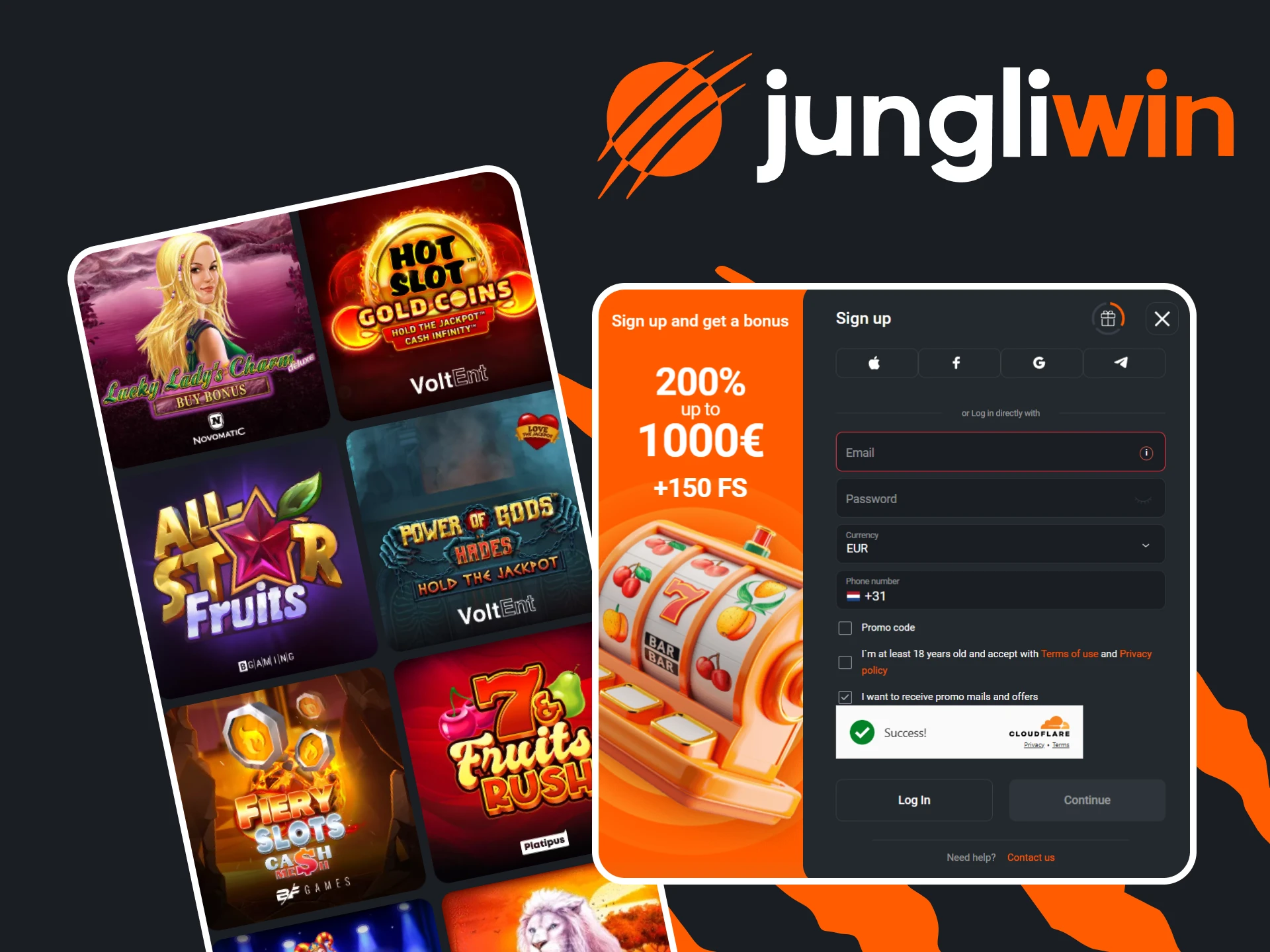 Registreer u om games te spelen op Jungliwin.