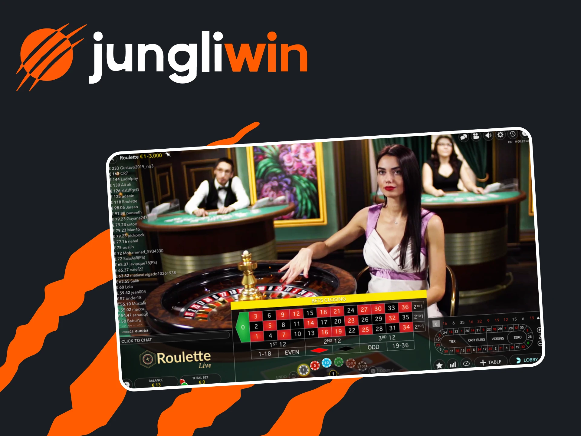 Ga naar het live casino-gedeelte en kies een van de spellen op Jungliwin.