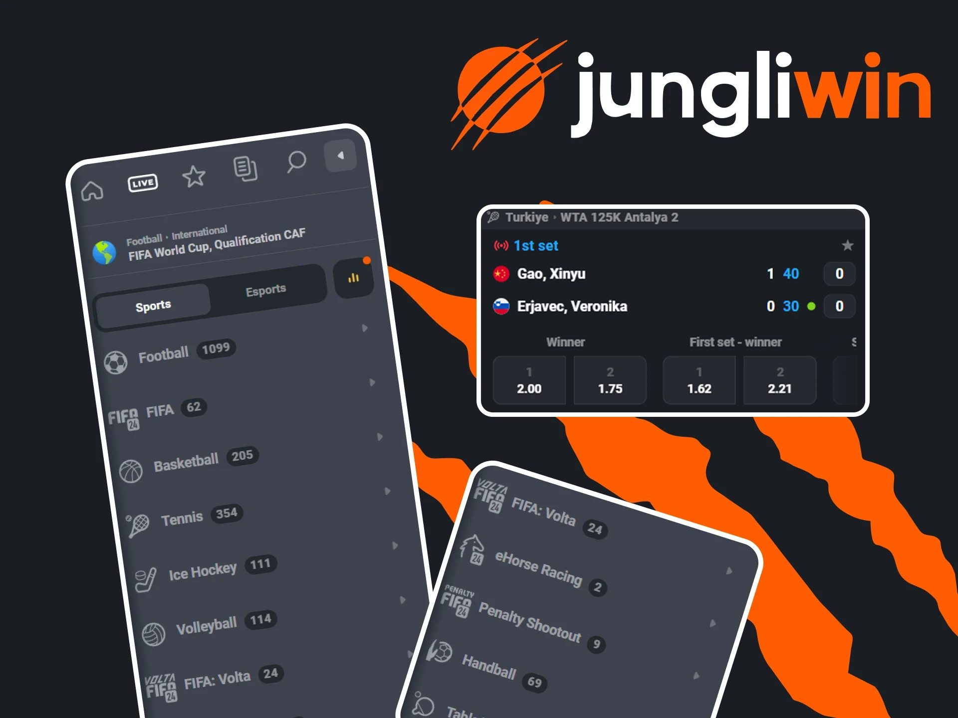 Kies populaire sporten voor live sportweddenschappen van Jungliwin.