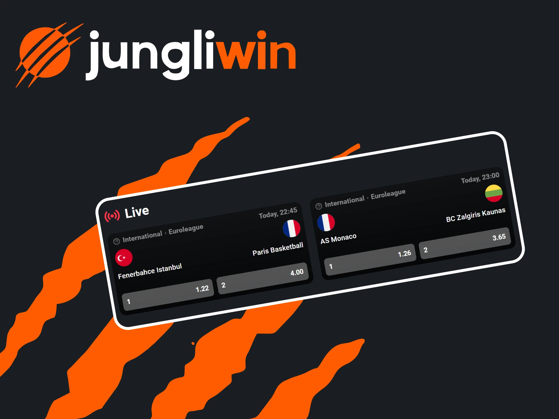 Vind het livesportgedeelte op de Jungliwin-website.