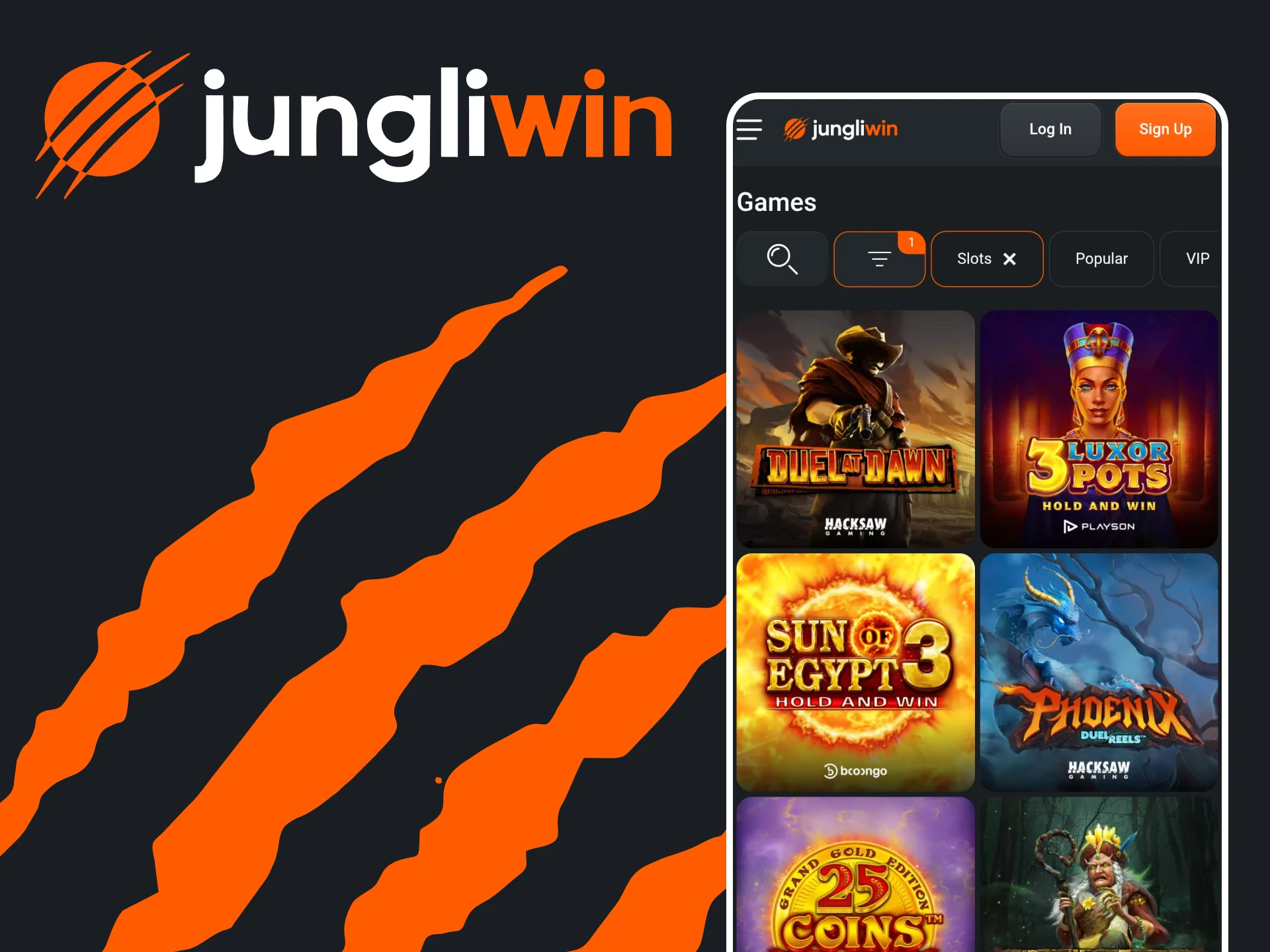 Je kunt slots spelen in de Jungliwin-applicatie.