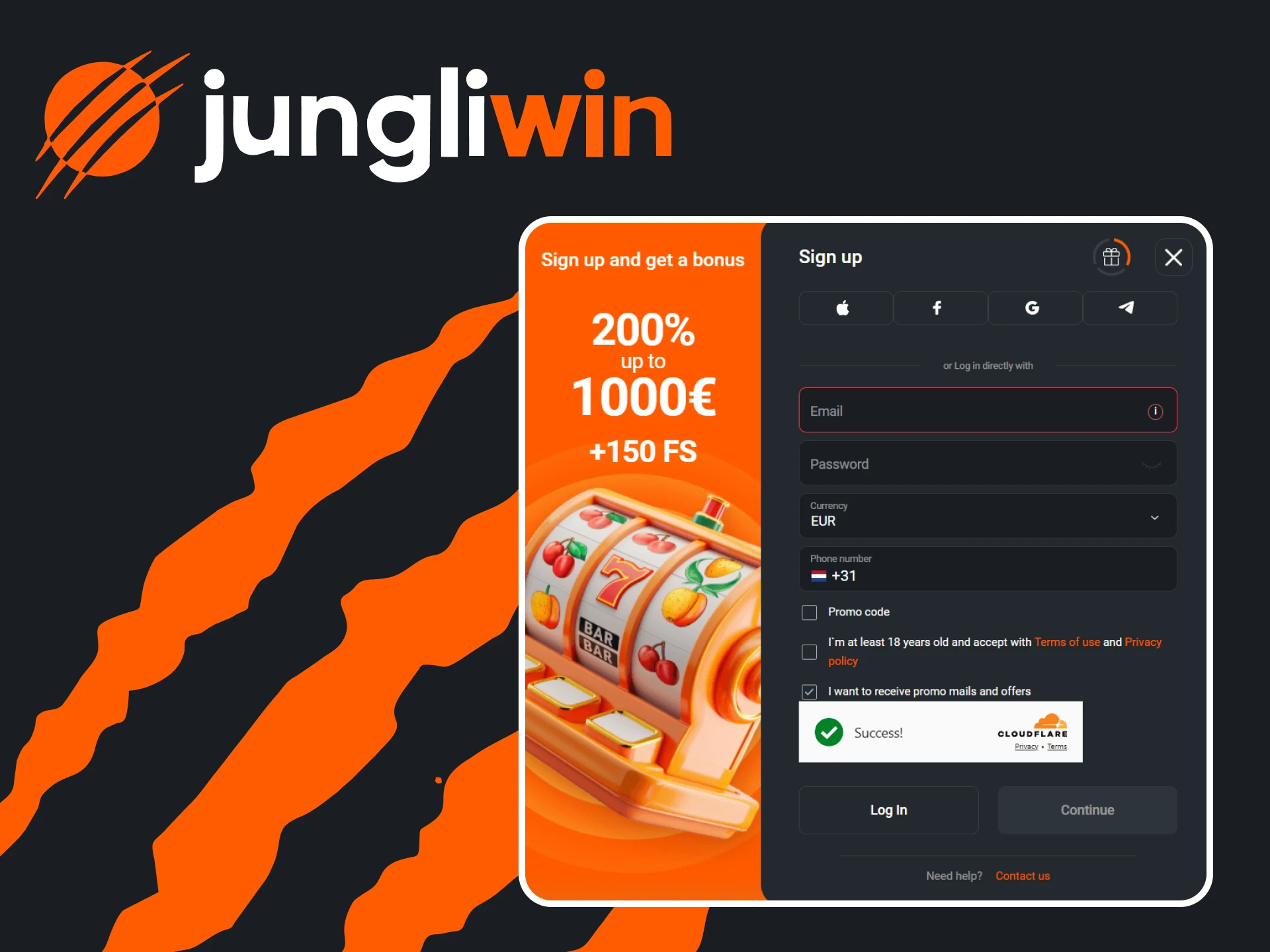 Registreer u op de Jungliwin-website.